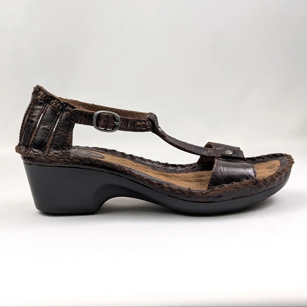 Ariat Shalimar Wedge Sandal Croc Embossed Leather T-Strap Whipstitched Western 9